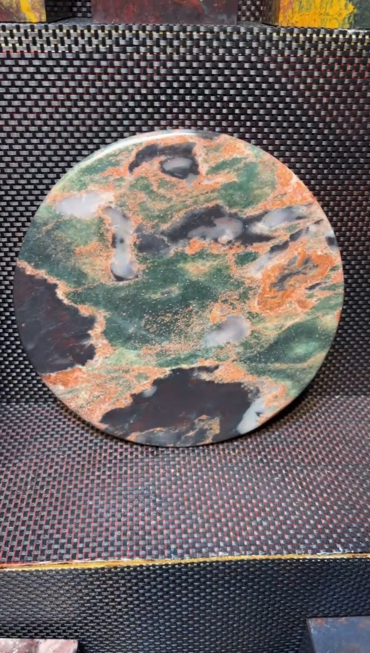 玉 桂林鸡血创意摆件装饰 圆形画面板