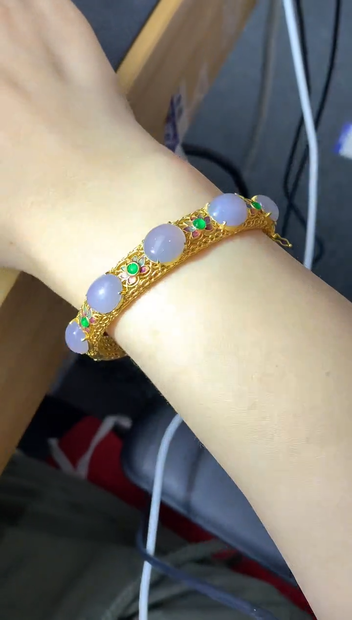 翡翠手镯18K金镶嵌675-中国好珍宝