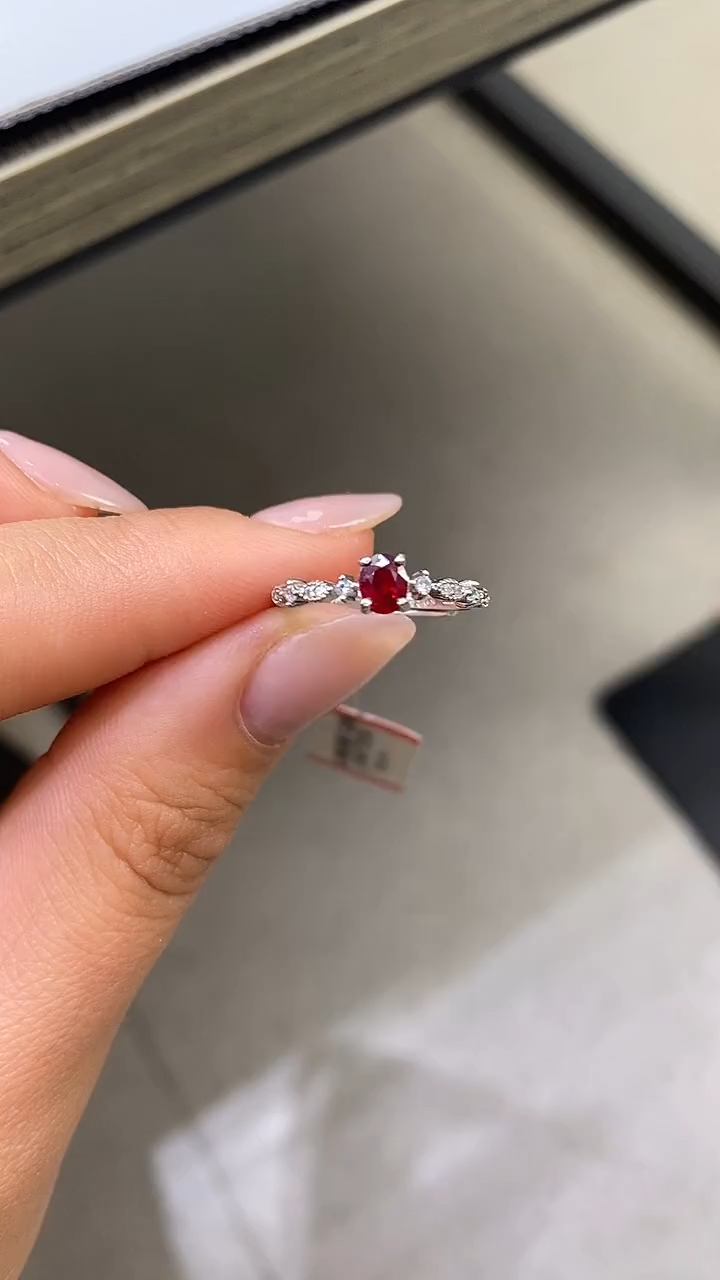 银S925镶嵌戒指红宝石天然红宝石戒指