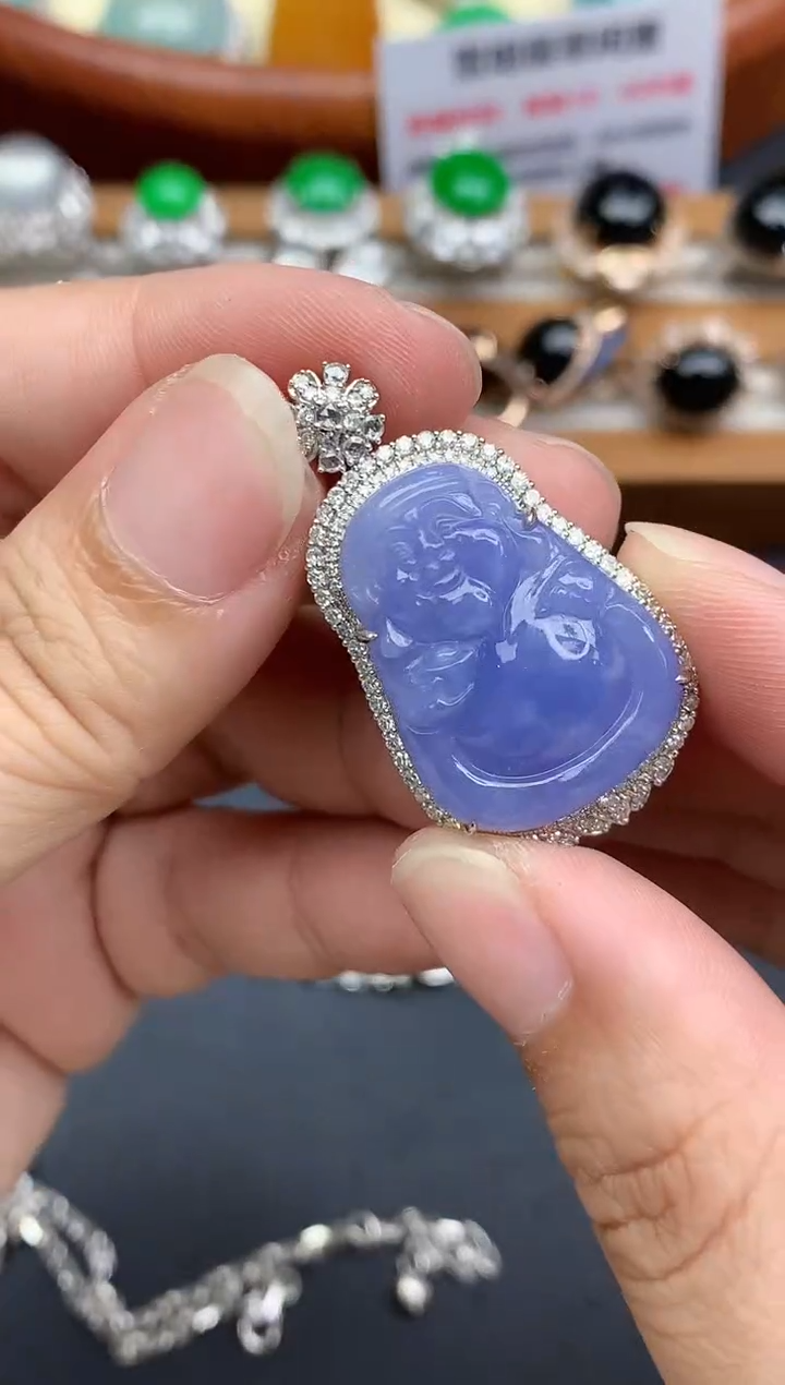 吊坠(不含链)18K金镶嵌翡翠747-中国好珍宝