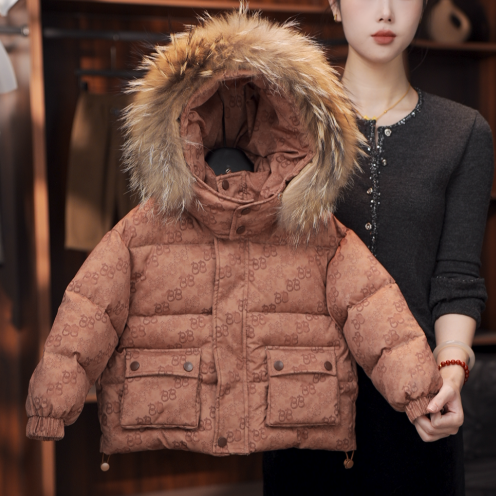 【1%】2024原版冬季儿童一件过冬加厚羽绒服连帽大毛领新款潮