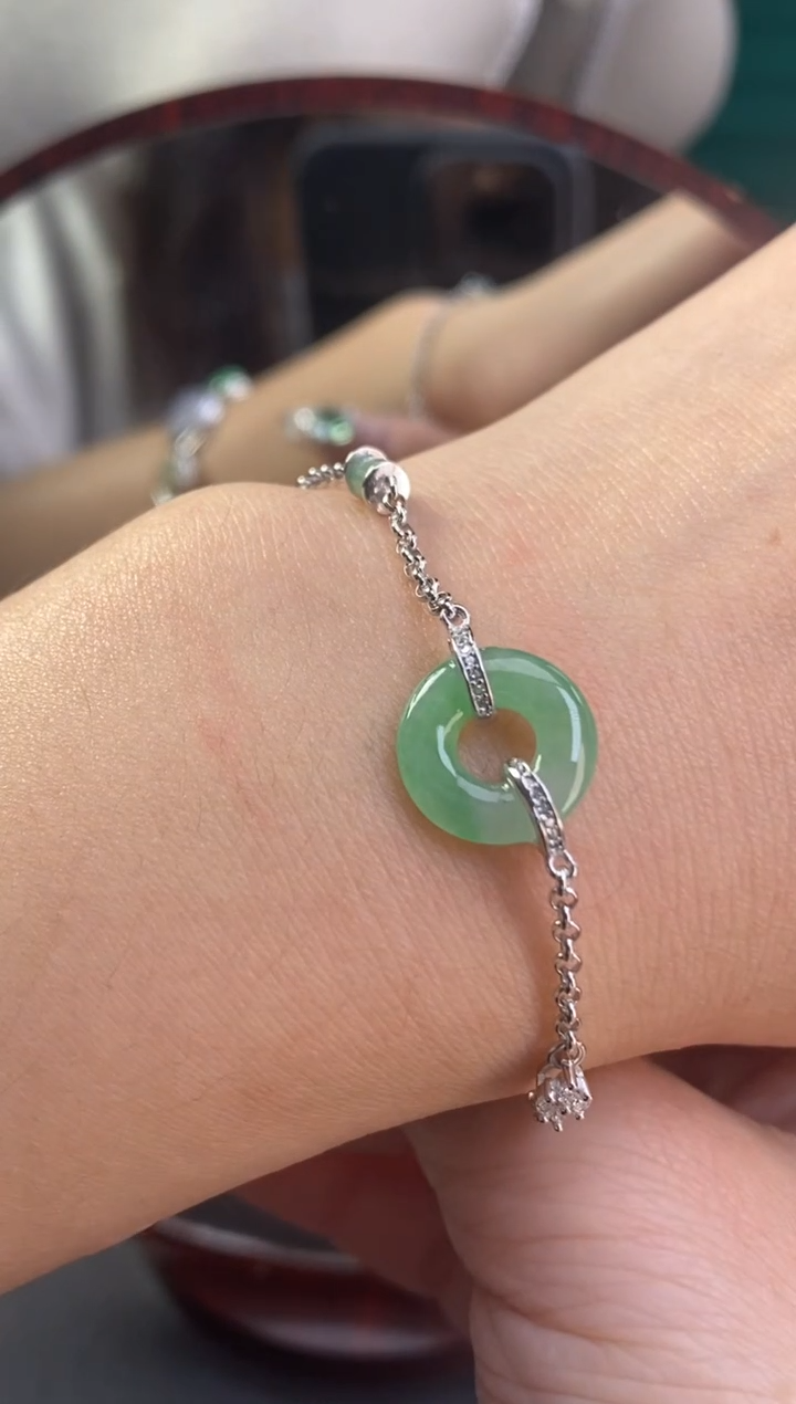 颈饰银S925镶嵌翡翠净货17411