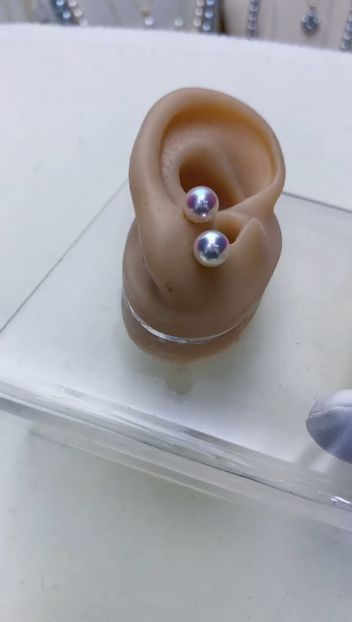 【闪购商品】海水珍珠饰品18K金镶嵌6-7素钉