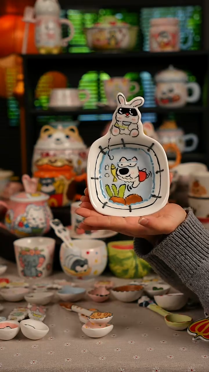 陶瓷无盖款景德镇高温釉下彩纯手绘创意瓷