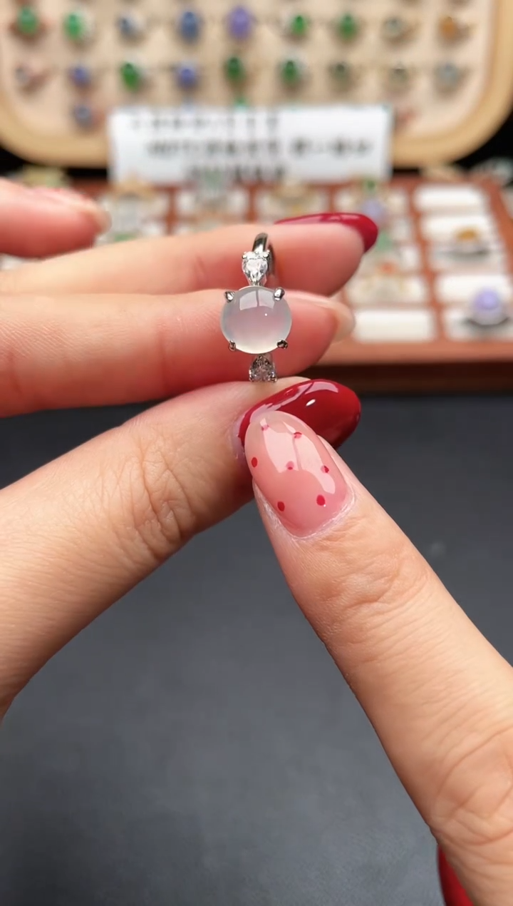 银S925镶嵌戒指翡翠一物一证一礼盒