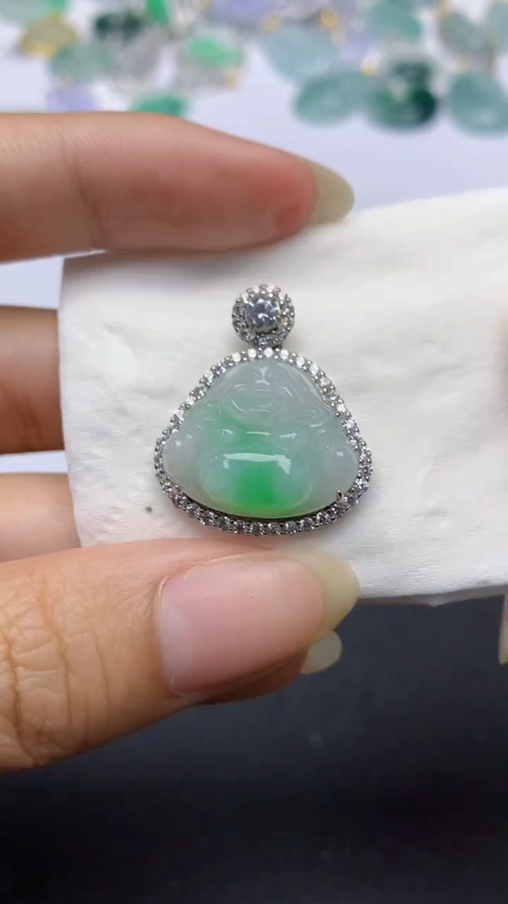 颈饰银S925镶嵌翡翠天然缅甸a货翡翠百元以上9元证书费自理