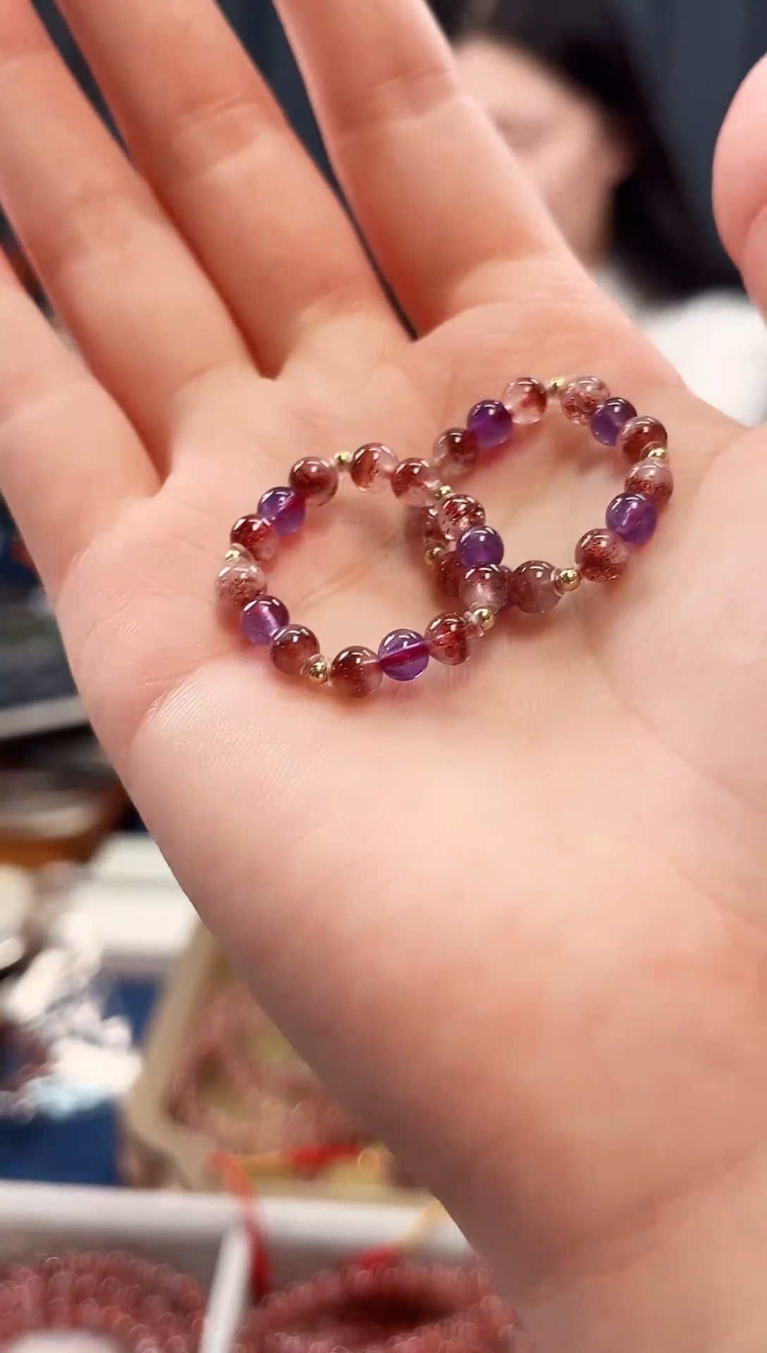 未镶嵌手串水晶金草莓超七戒圈4mm、【多样性发一】