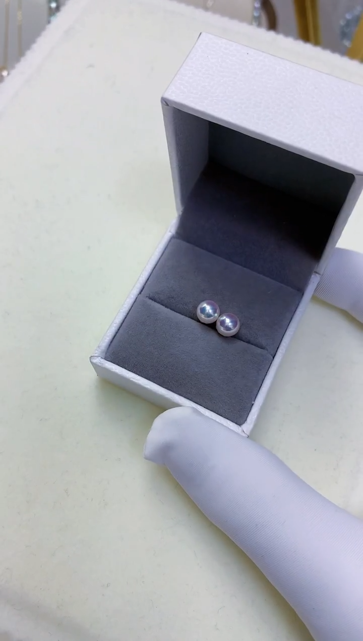 【闪购商品】海水珍珠饰品18K金镶嵌5-6素钉定制