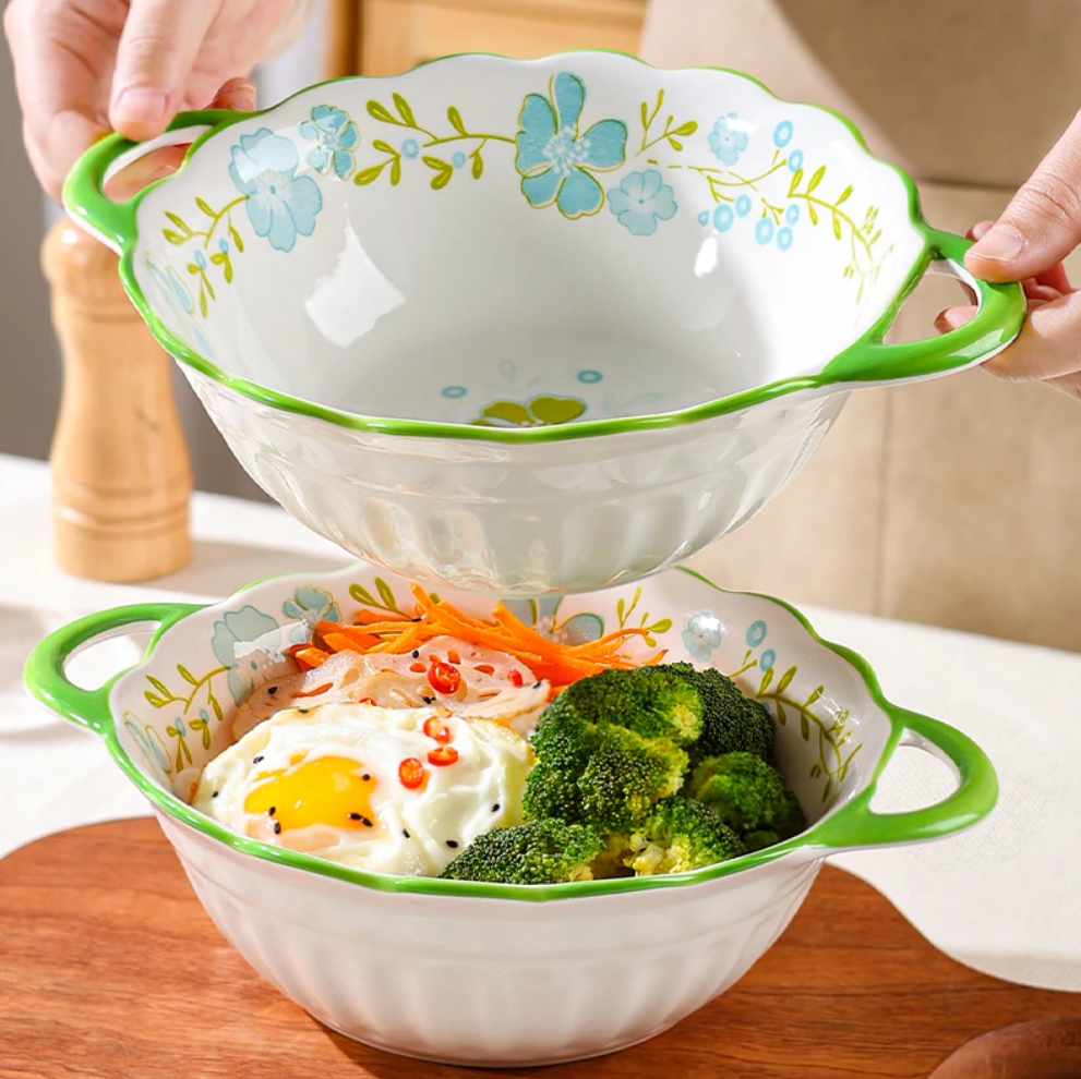 【单支装】6.5英寸沙拉碗双耳大汤碗家用陶瓷釉下彩大碗