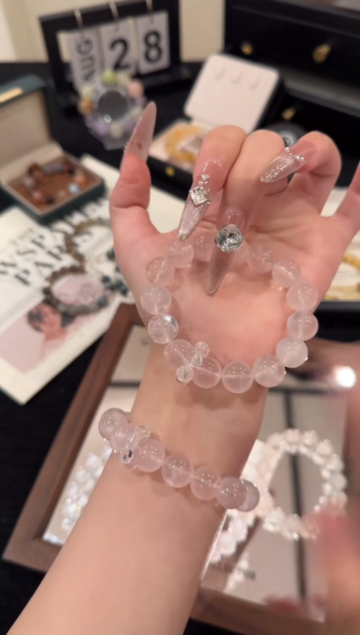 未镶嵌手链水晶粉水晶x2556
