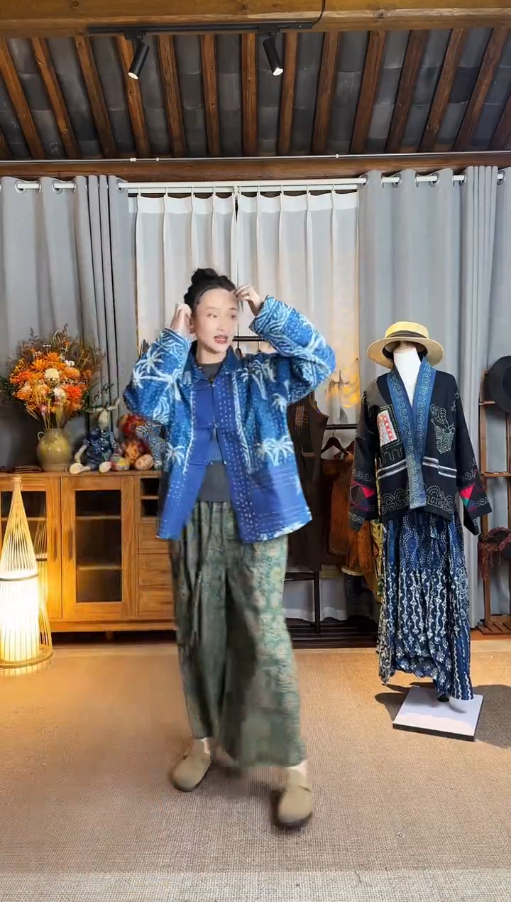 【闪购商品】设计师款手绘拓印阔腿裤555