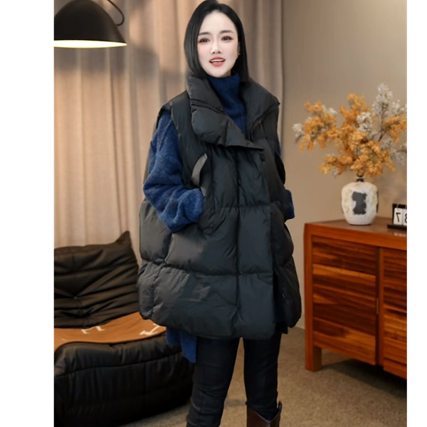 SZ&欧洲站秋冬时尚复古大版宽松棉马甲B006#冬款韩版纯色休闲加厚