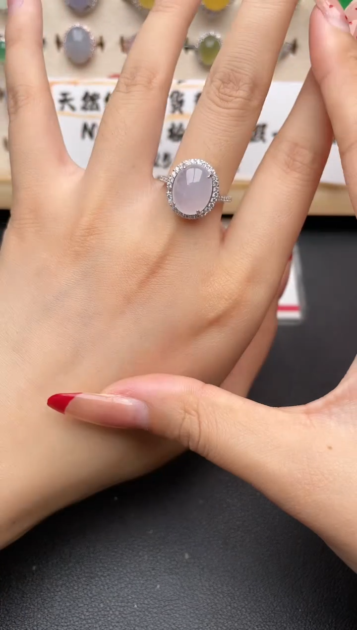 【闪购商品】翡翠戒指银S925镶嵌一物一证一礼盒