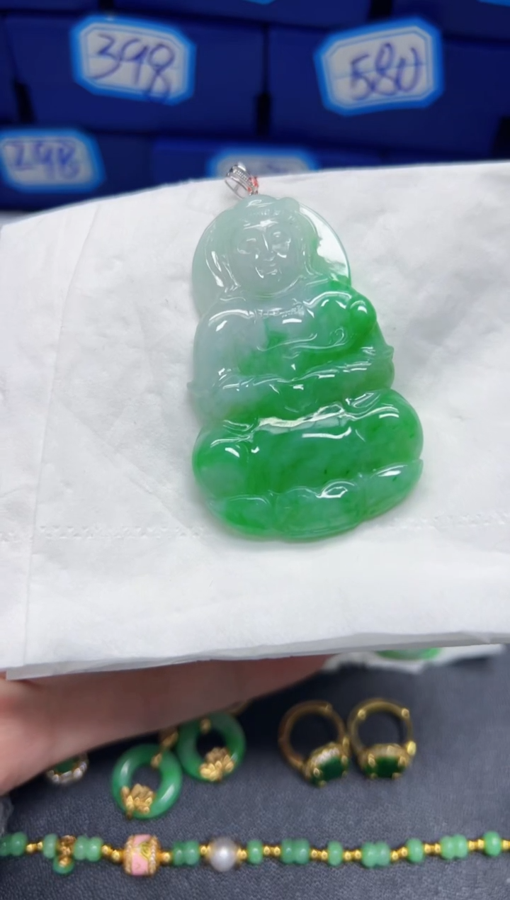 【闪购商品】翡翠颈饰18K金镶嵌Y缅料A货/支持复检/一件