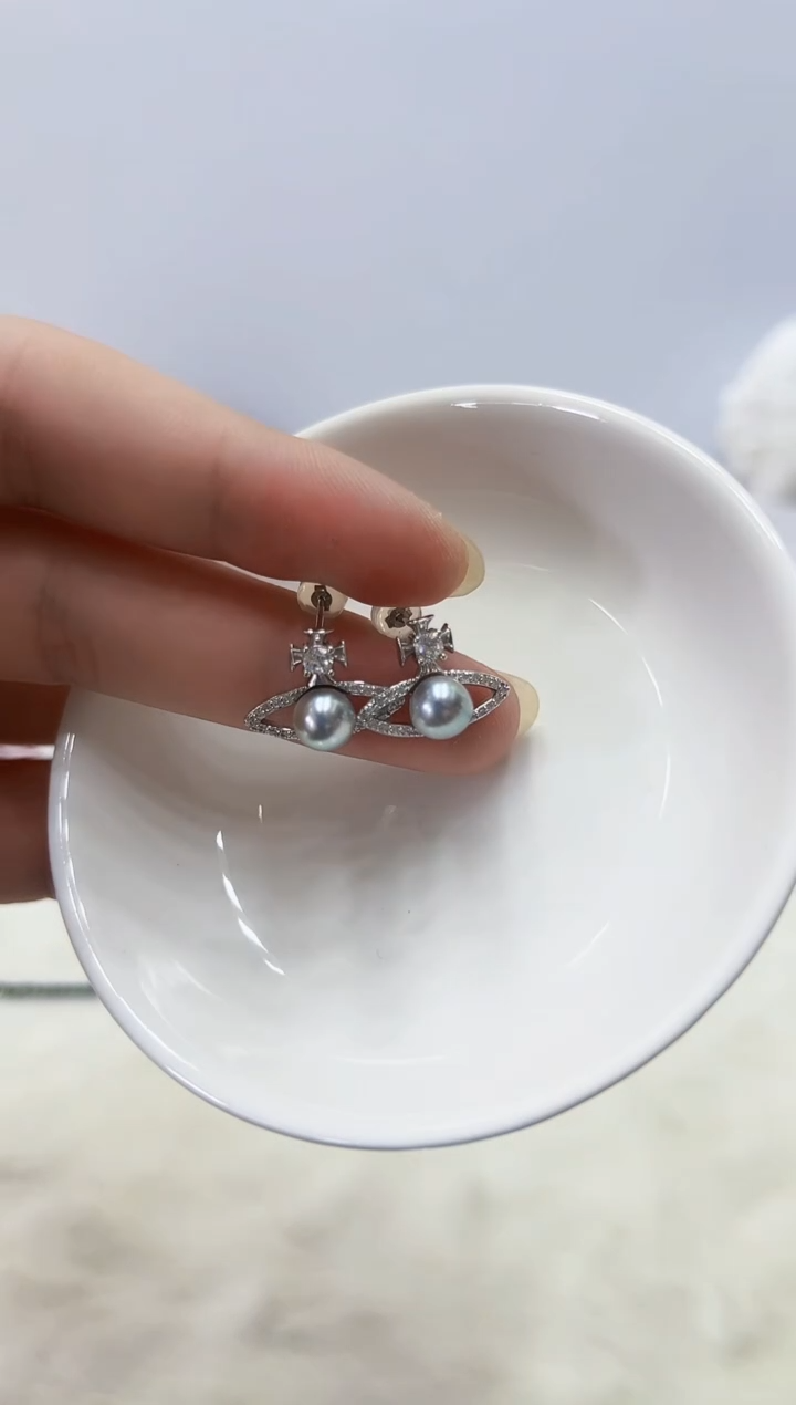 银S925镶嵌海水珍珠DA耳饰@@ye158