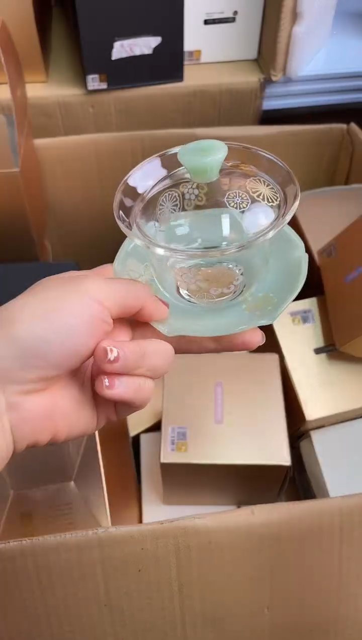 禾器/皮球花-禾荷盖碗/浅玉