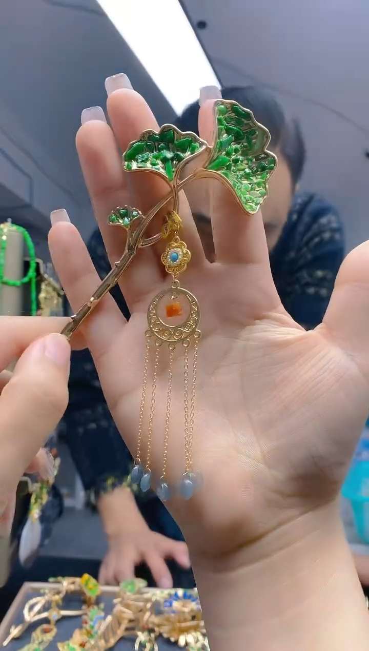 【闪购商品】翡翠耳饰合金265翡翠发簪