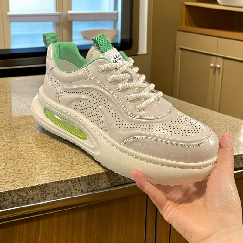 男士头层牛皮小白鞋增高时尚休闲鞋运动跑步鞋春夏季百搭潮流透气