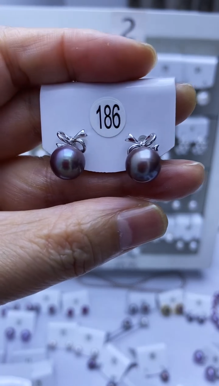 银S925镶嵌耳饰淡水珍珠186