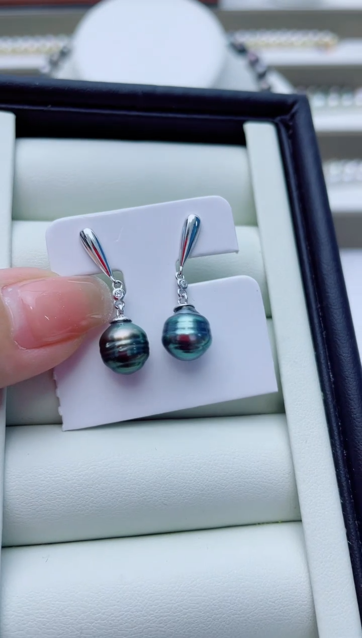 银S925镶嵌海水珍珠耳饰W21