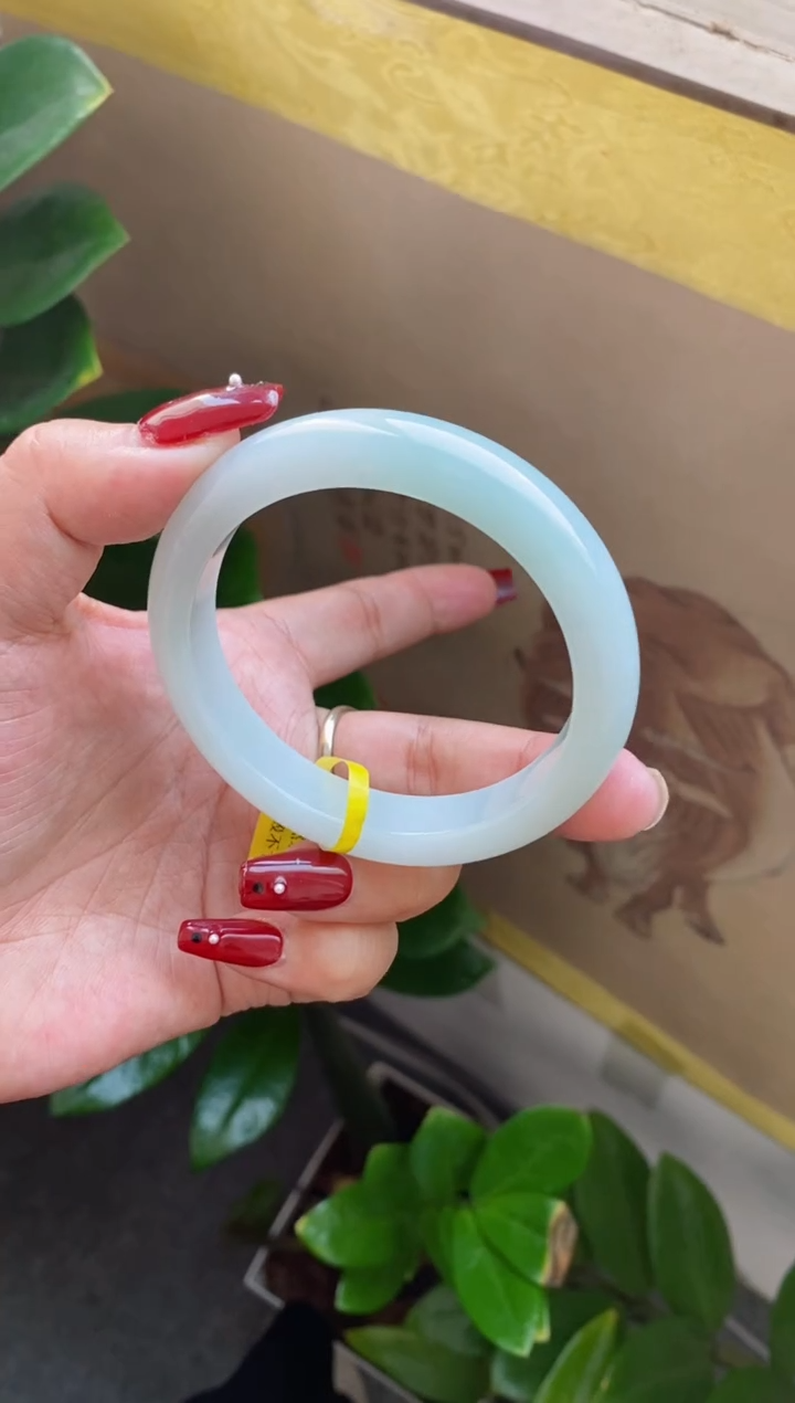 【闪购商品】翡翠手镯未镶嵌（果冻冰胶蓝绿）35号