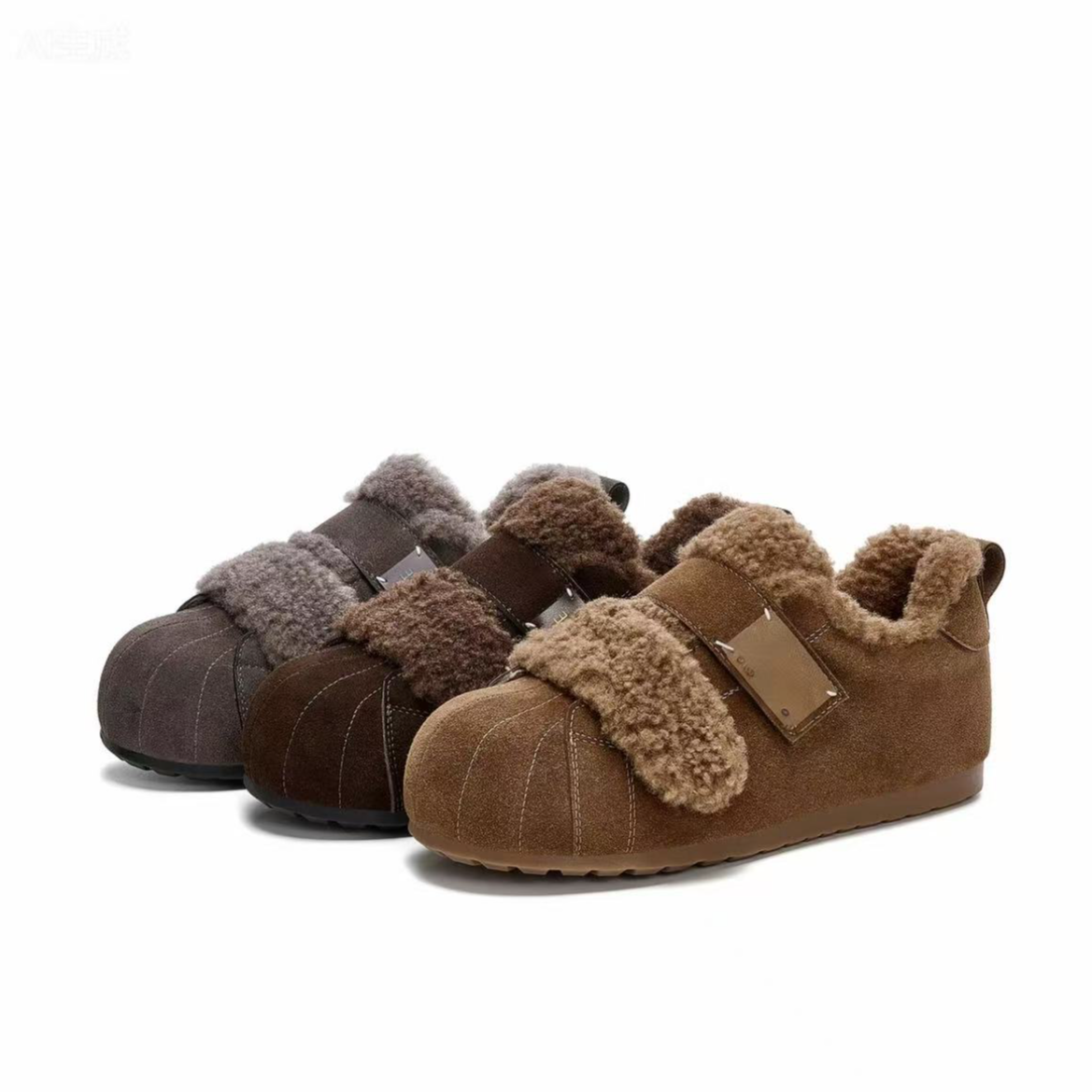 舒适冬季时尚休闲鞋魔术贴加绒单鞋百搭学院风保暖女士软底外穿