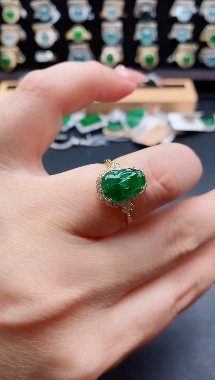 银S925镶嵌戒指翡翠1
