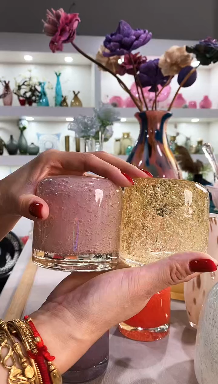 小*嘎慕忆家手作琉璃花瓶一对