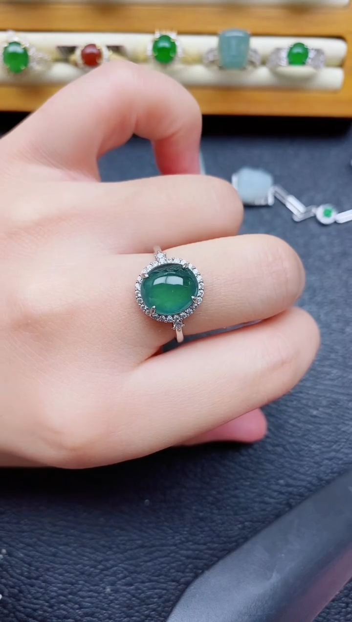 银S925镶嵌戒指翡翠1