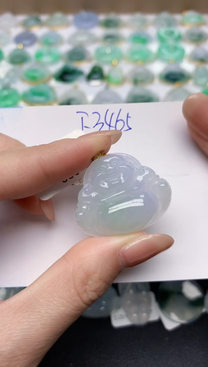 颈饰18K金镶嵌翡翠天然缅甸A货翡翠百元以上9元证书费自理