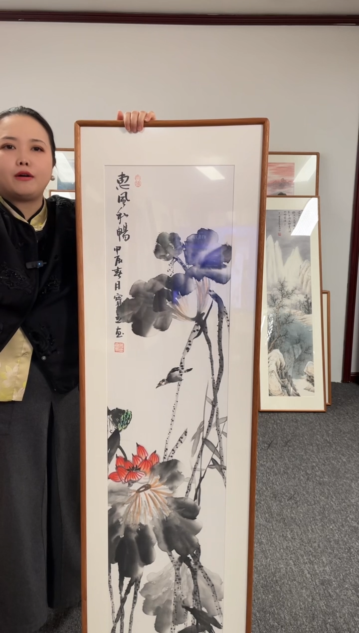 【闪购商品】国画荷花155*45手写手绘作品