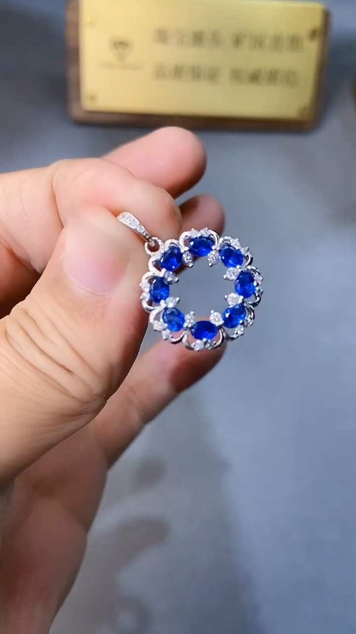 【闪购商品】蓝宝石颈饰银S925镶嵌354