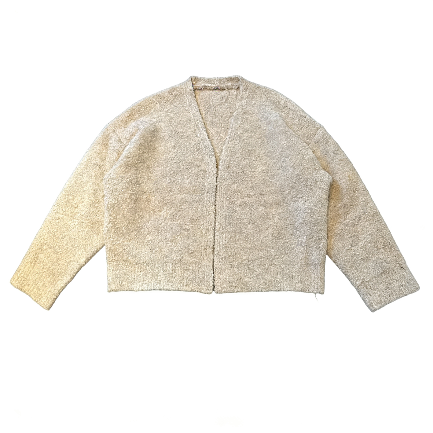 Basicannals极简风V领针织开衫男慵懒气质宽松短款毛衣羊毛混纺