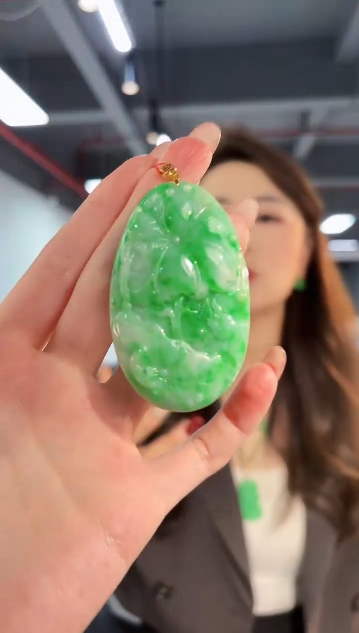 【闪购商品】翡翠颈饰18K金镶嵌缅料A货/支持复检/一件