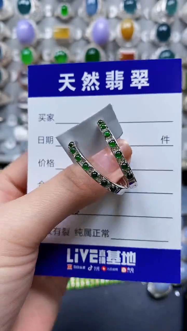 【闪购商品】翡翠耳饰银S925镶嵌0388