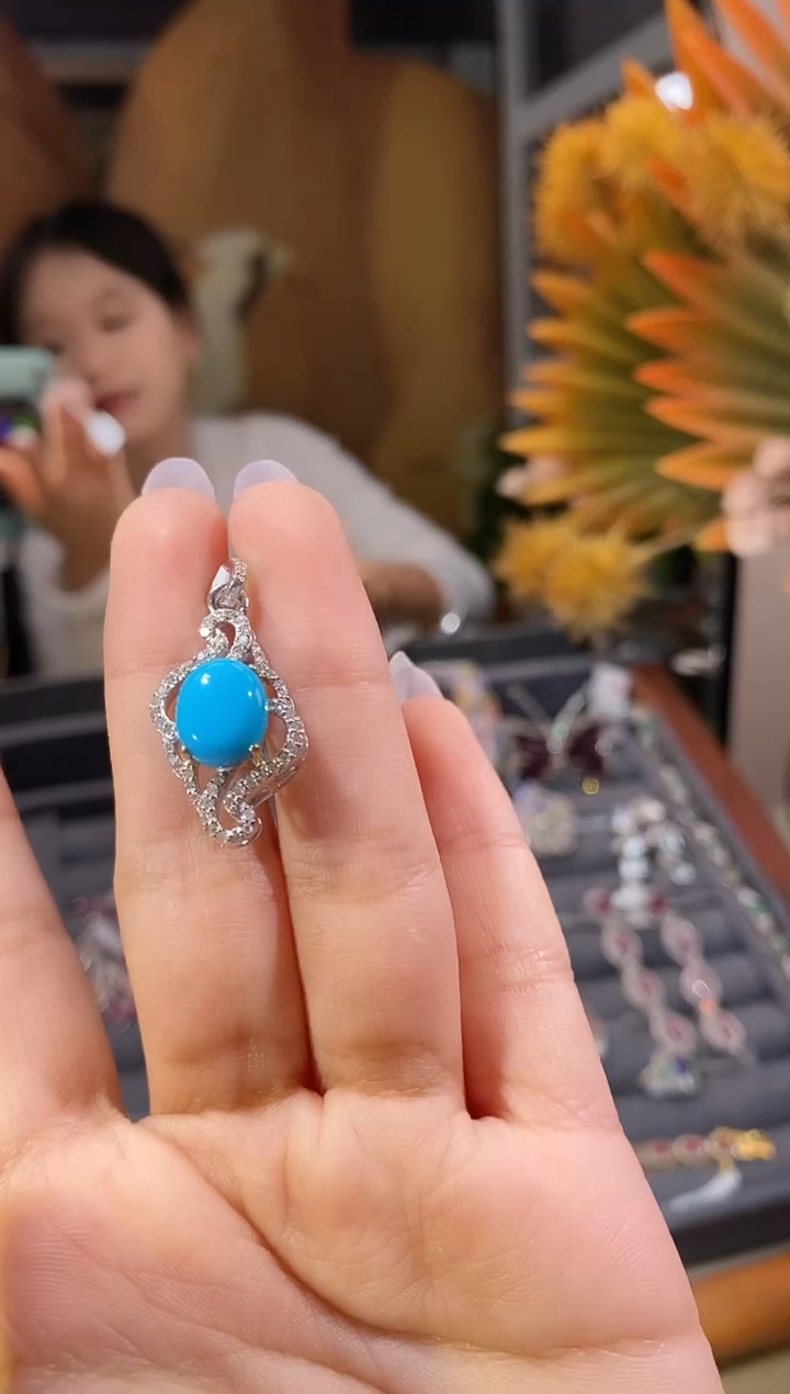 未镶嵌绿松石吊坠(赠链)天然绿松石吊坠