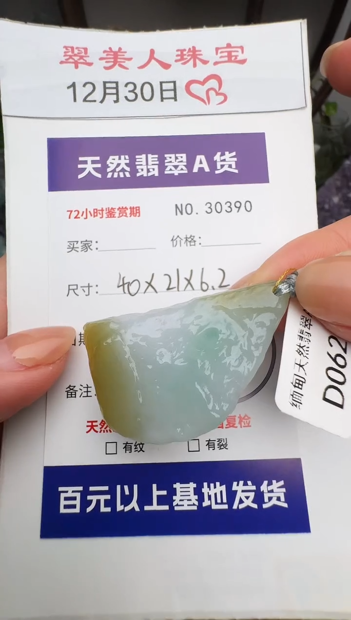 颈饰未镶嵌翡翠原石30390