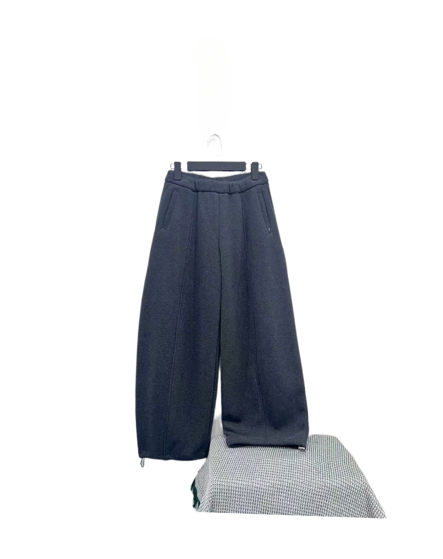 D 2925 松紧腰 内系带 纯色 时尚 百搭  加绒 休闲裤