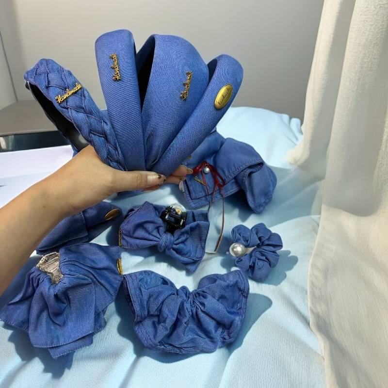 2025甜美日韩甜美风复古宫廷发圈发绳复古棋盘格百搭气质发饰套装