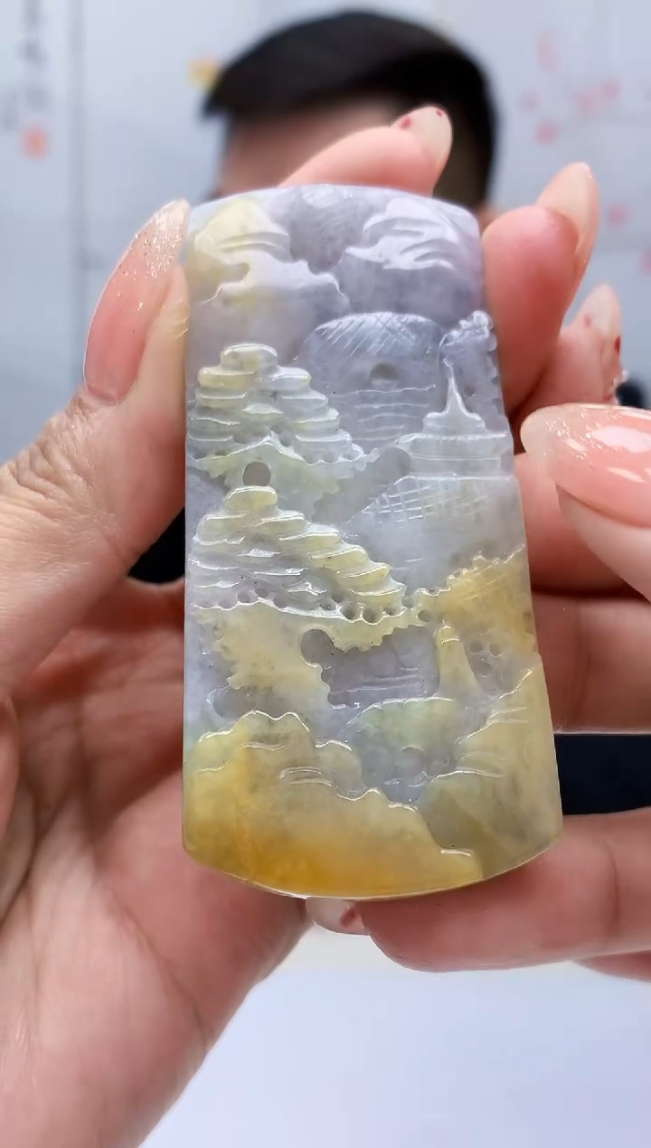 【闪购商品】定制翡翠未镶嵌5152MM-毛货挂件49