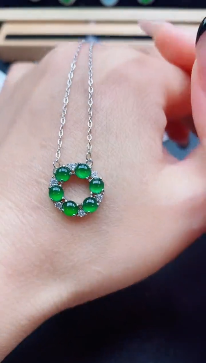 翡翠银S925镶嵌吊坠(赠链)50800