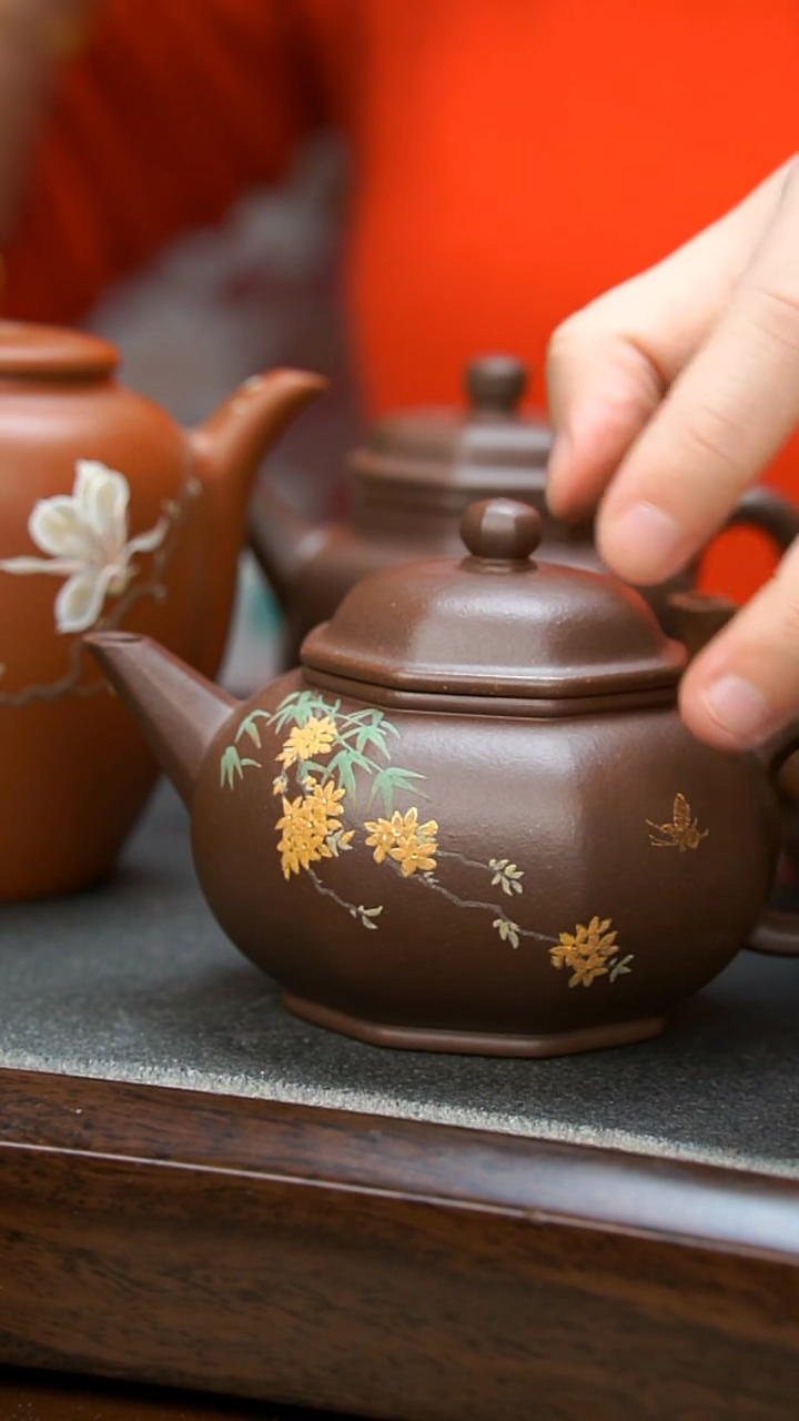 【闪购商品】紫砂茶壶紫泥桂花八方壶