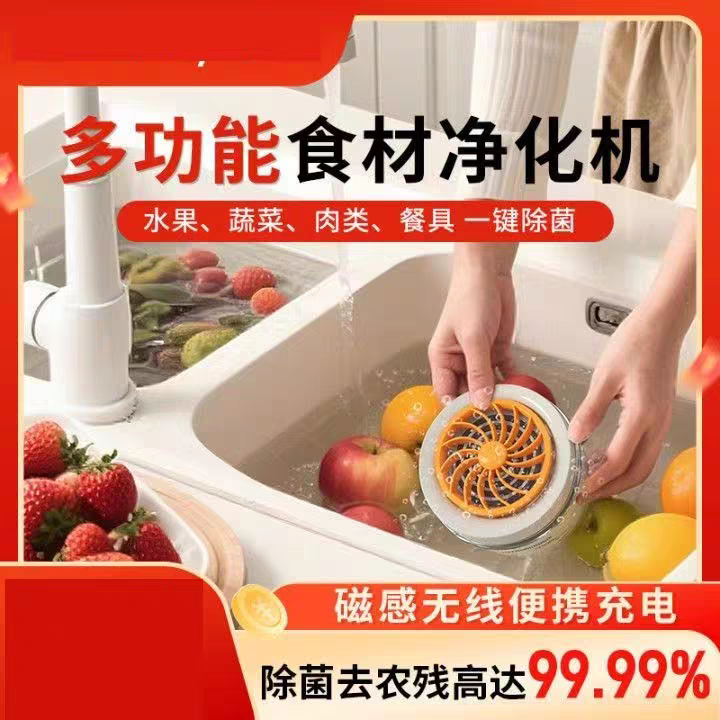 多功能家用食材净化机一键清洗果蔬肉类海鲜