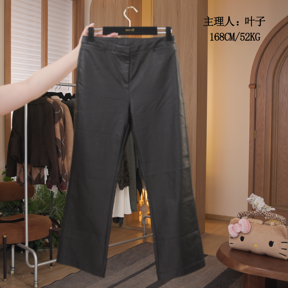 【暗夜优雅】气质显瘦皮裤百搭松弛高级简约女皮裤