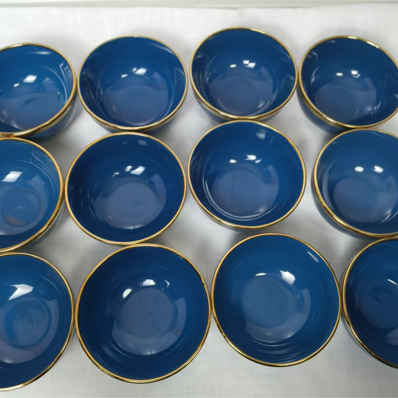 【新疆包邮】koriya posun qina 12个墨蓝色纯色奶茶碗网红高档家用