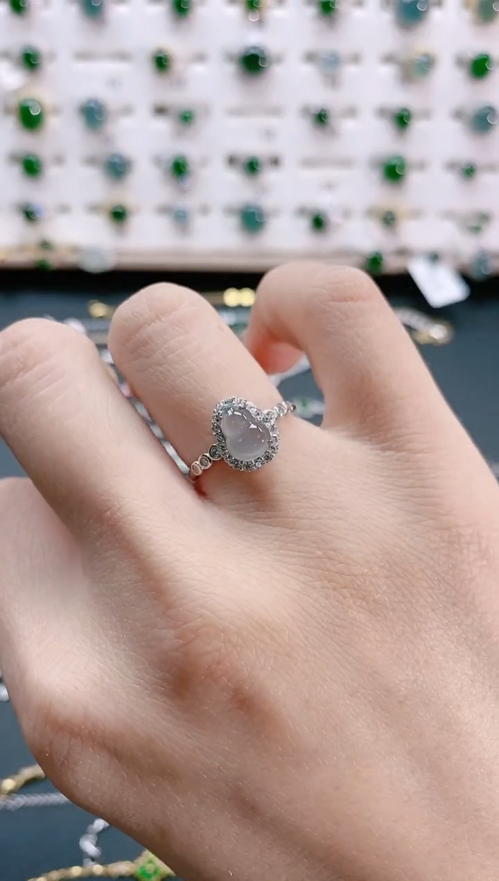 【闪购商品】翡翠戒指银S925镶嵌天然翡翠