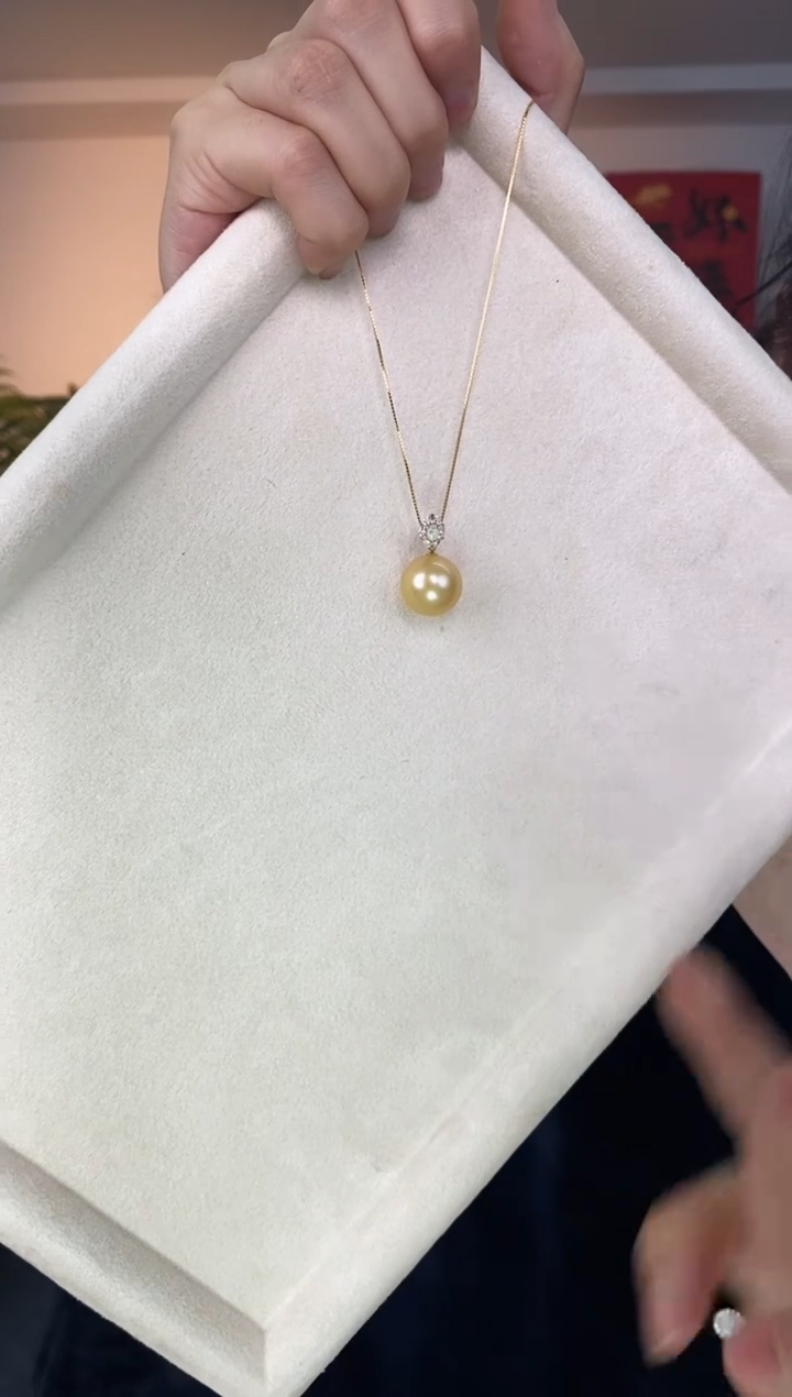 【闪购商品】海水珍珠yy18K金镶嵌海水珍珠吊坠送k金肖邦链@@c658