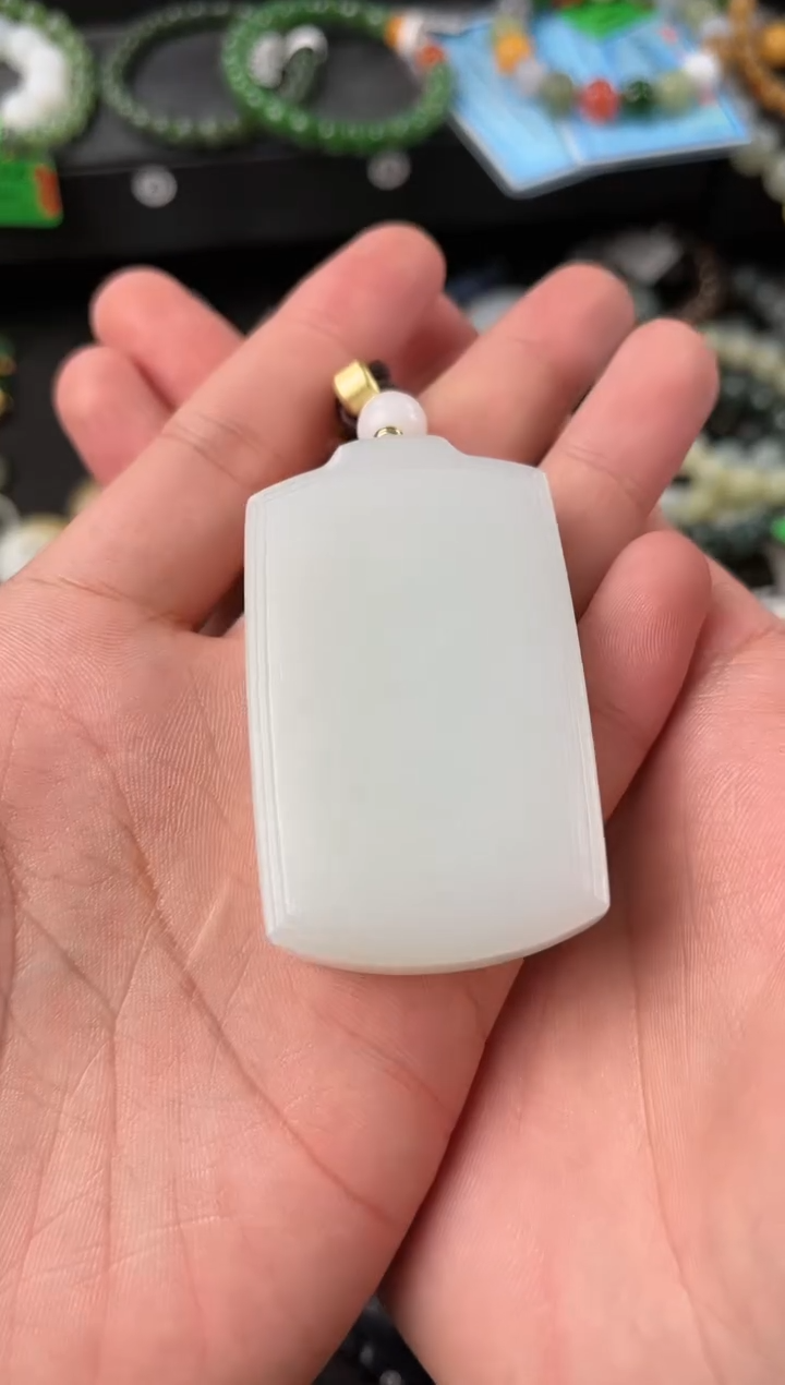 【闪购商品】和田玉无事牌未镶嵌且末天泰白玉无事牌微色差