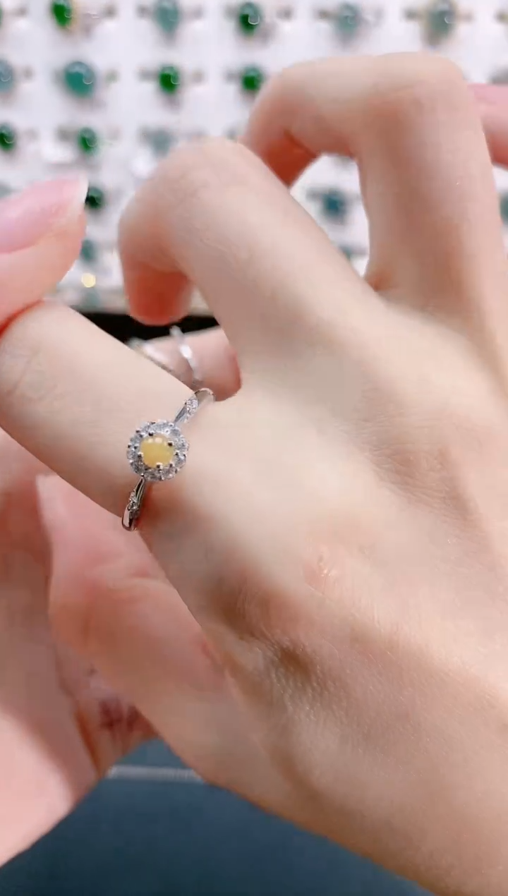 【闪购商品】翡翠戒指银S925镶嵌天然翡翠