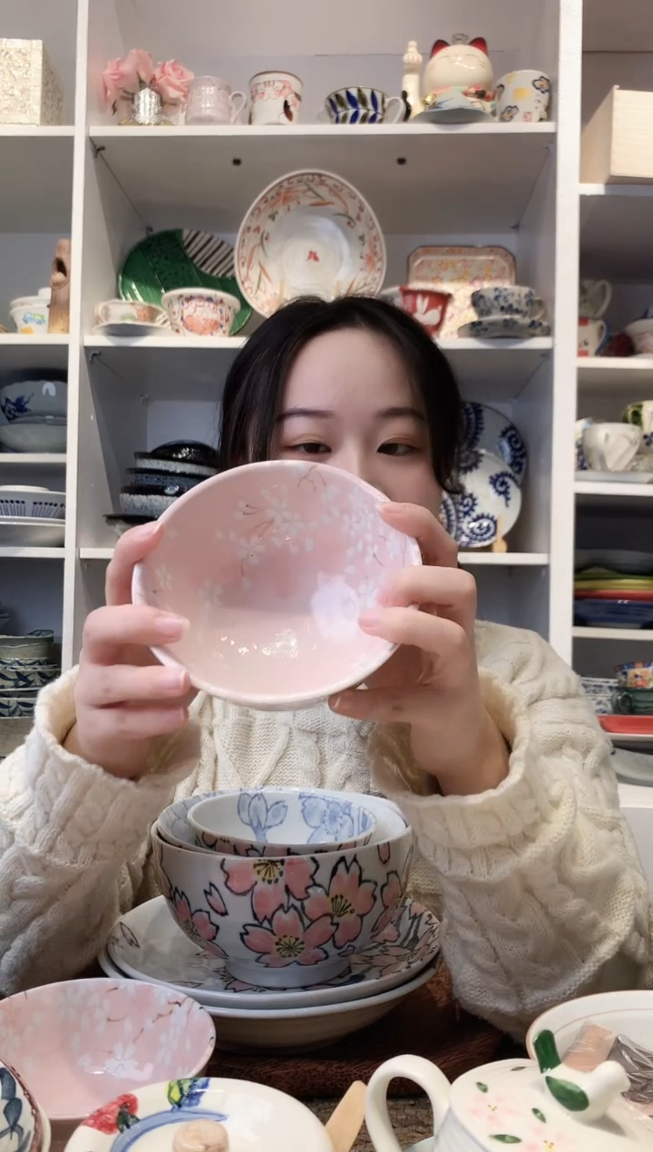 陶瓷美浓烧舞樱饭碗12cm